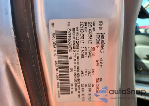 2005 Chrysler Town & Country Lx из США, поврежденный, VIN 2C4GP44R75R385306